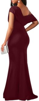 Women Elegant Sleeveless Off Shoulder Bodycon Long Formal Party Evening Dress