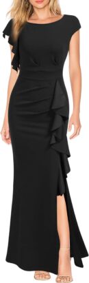 Women Split Bodycon Mermaid Evening Cocktail Long Dress