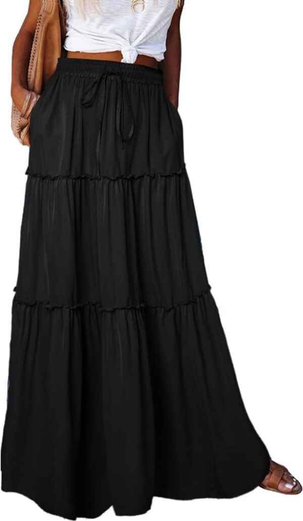 Women Casual High Waist Tie Paisley Print Long Maxi Skirt with Pockets - Image 2