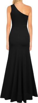 Women One Shoulder Sleeveless Split Bodycon Mermaid Evening Cocktail Long Dress