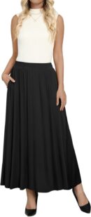 Women Maxi Skirt Flowy High Waisted Casual Long Skirts with Pockets