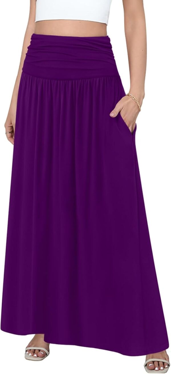 Maxi Skirts for Women High Waisted Long Skirts with Pockets Ankle Length Casual Skirt