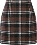 Women Wool Plaid Mini Skirt Fall Winter High Waisted Bodycon Pencil Skirt