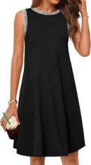 Women Summer Spring Casual Beach Sundress 2025 Vacation Sleeveless Tank Crewneck Loose Coverup Mini Dresses