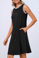 Women Summer Spring Casual Beach Sundress 2025 Vacation Sleeveless Tank Crewneck Loose Coverup Mini Dresses