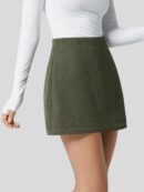Women Mini Skirt High Waisted Corduroy Basic Casual A-line Short Pencil Skirts