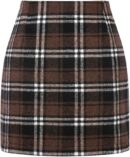 Women Wool Plaid Mini Skirt Fall Winter High Waisted Bodycon Pencil Skirt