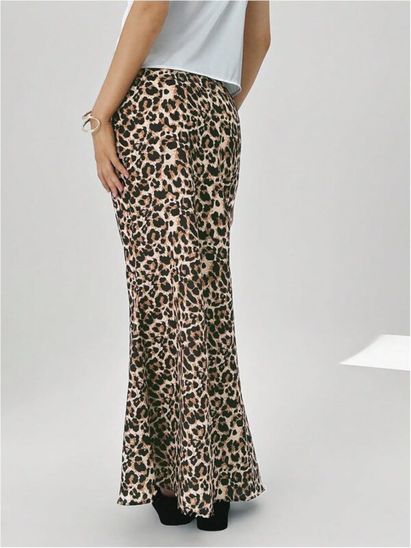 Women Low Rise Drawstring Waist Flare Maxi Skirt Solid Simple Casual Long Skirt - Image 2