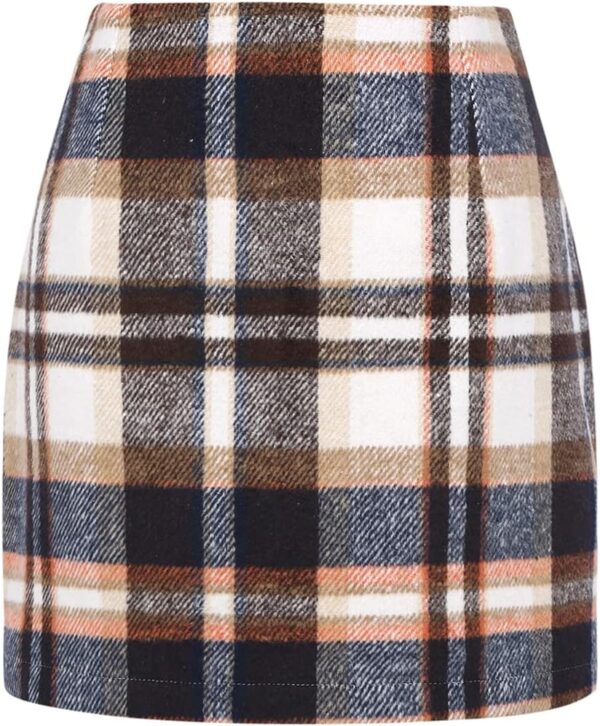 Women High Waist Plaid Skirt Bodycon Pencil Wool Mini Skirts