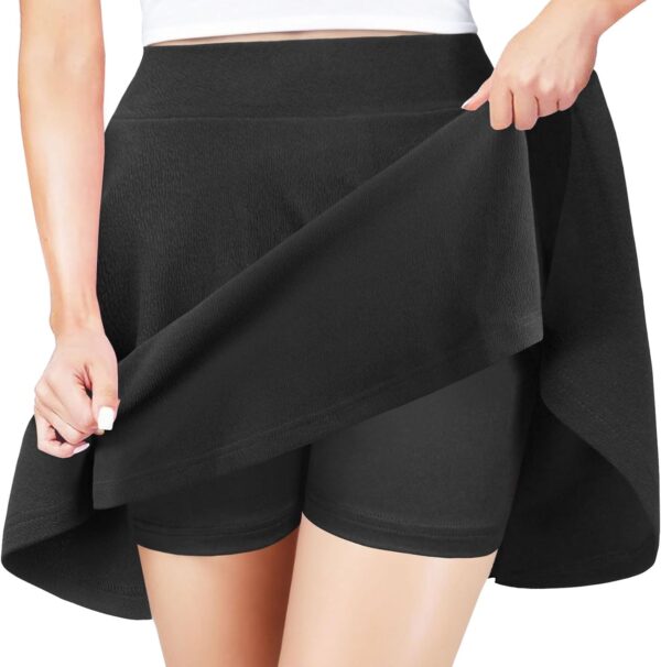 Women Basic Casual Skirts A-Line Mini Flared Stretchy Skater Party Skirt - Image 2