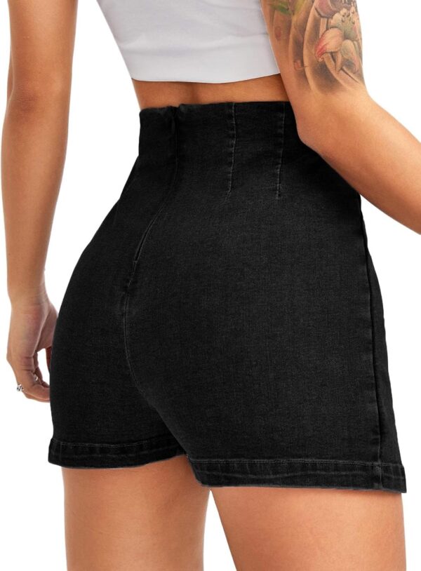 Women Casual Split Hem High Waist Denim Skorts Skirt Shorts - Image 2
