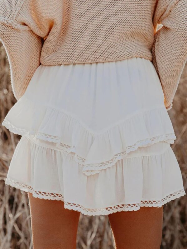Flowy Shorts for Women Casual Boho Ruffle Tiered Skorts High Waist Mini Skirts Golf Tennis Crochet Shorts - Image 2