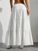 Women Flowy Flared Ruffle Boho Long Skirt Summer Maxi Skirt Going Out Outfits