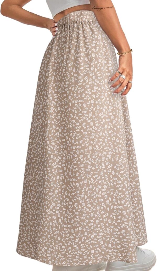 Women Boho Floral Slit Maxi Skirt Split Thigh High Waisted Long Sexy Skirt - Image 2
