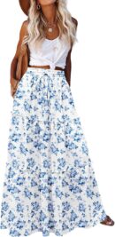 Women Casual Maxi Skirts for Women 2025 High Waist Boho Skirts Floral Printed Long Flowy Skirt with Pockets