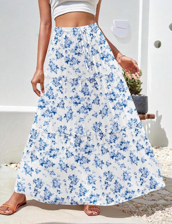 Women Casual Maxi Skirts for Women 2025 High Waist Boho Skirts Floral Printed Long Flowy Skirt with Pockets - Image 2