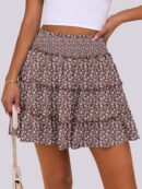 Women Summer Flowy Mini Skorts Skirts High Waist Ruffle Tiered Casual Cute Boho Beach Short Skirts Built-in Shorts